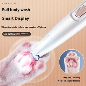 Pets  Paw Trimmer With LED Light Fully Waterproof Pet Hair Trimmer With LED Display Clippers For Grooming Widen Blade Puppy Paws Place