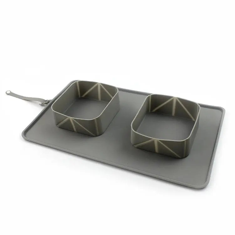 Pet Bowl Silicone Folding Pet Bowl Puppy Paws Place