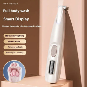 Pets  Paw Trimmer With LED Light Fully Waterproof Pet Hair Trimmer With LED Display Clippers For Grooming Widen Blade Puppy Paws Place