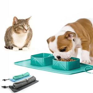 Pet Bowl Silicone Folding Pet Bowl Puppy Paws Place