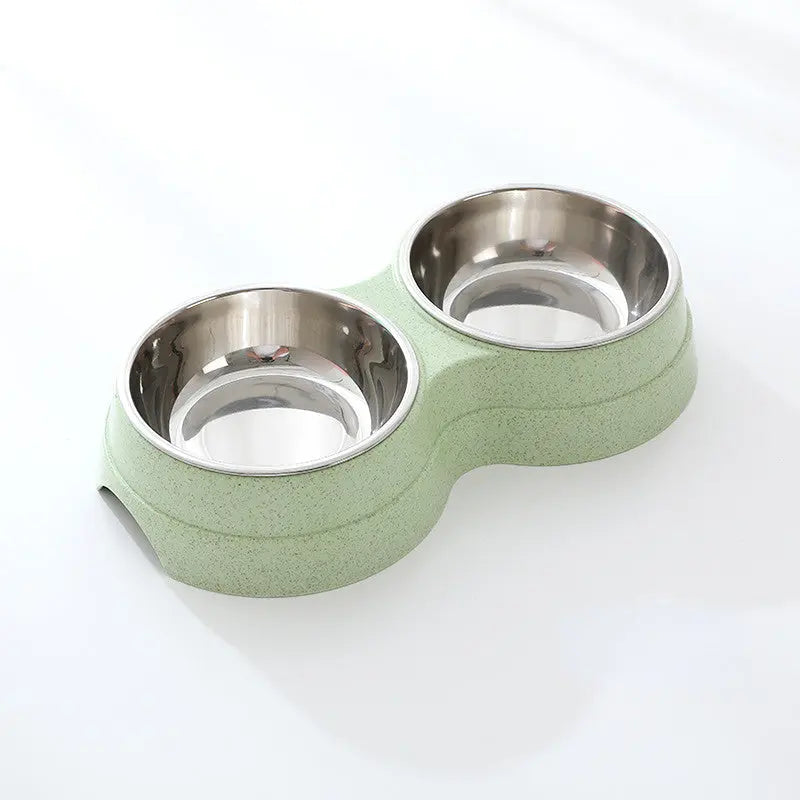Double Pet Bowls Dog Food Water Feeder Stainless Steel Pet Drinking Dish Feeder Cat Puppy Feeding Supplies Small Dog Accessories Puppy Paws Place
