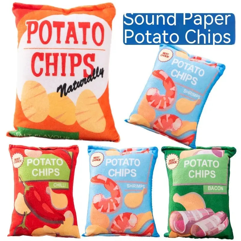 Plush Simulation Sound Paper, Potato Chips, Pet Sound Toys Puppy Paws Place