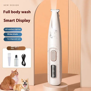 Pets  Paw Trimmer With LED Light Fully Waterproof Pet Hair Trimmer With LED Display Clippers For Grooming Widen Blade Puppy Paws Place