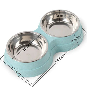 Double Pet Bowls Dog Food Water Feeder Stainless Steel Pet Drinking Dish Feeder Cat Puppy Feeding Supplies Small Dog Accessories Puppy Paws Place