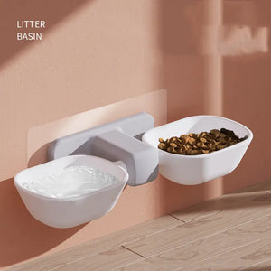 Automatic Feeder Pet Double Bowl With Adjustable Height Puppy Paws Place